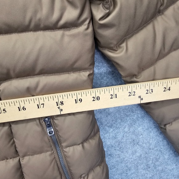 Down Puffer Jacket Womens S Tan Gold COLE HAAN Funnel Neck Asymmetric Prep 20x25 - Picture 6 of 14
